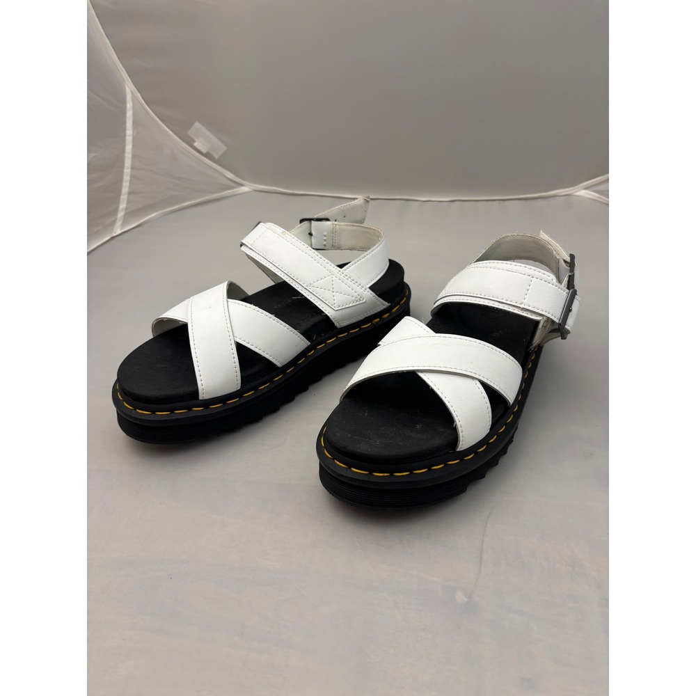 Dr. Martens Voss II White Leather Platform Sandals Womens 9 Ziggy Sole AW004 - Picture 2 of 10